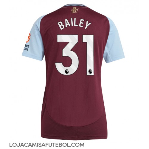 Camisa de Futebol Aston Villa Leon Bailey #31 Equipamento Principal Mulheres 2024-25 Manga Curta